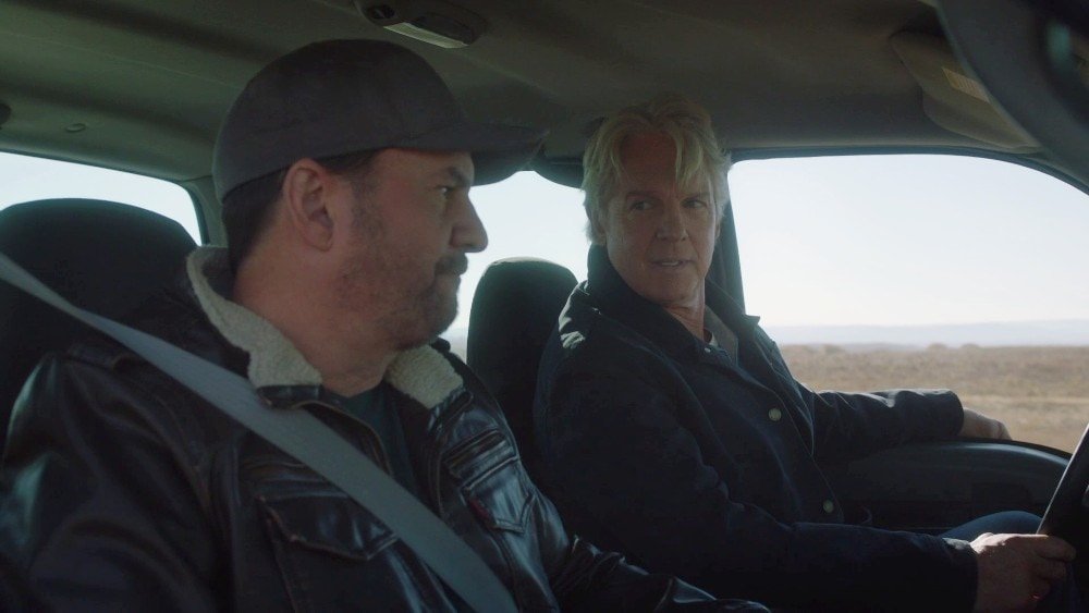 Mike and Tim driving in Tim's truck on Heartland episode 1611